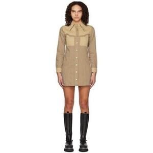 Ganni tan button front denim dress size 8